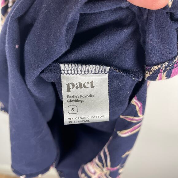 Pact Maternity Freesia Palms Ruched Tank Midi Dress Small Navy Blue Organic - Picture 5 of 11